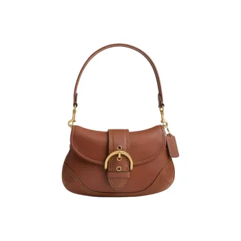 COACH Soho Recycled Leather One Shoulder Handbag Medium Size Women's Saddle