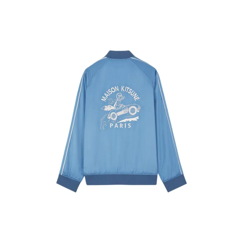 Maison Kitsune Teddy Logo Embroidered Satin Bomber Jacket-1