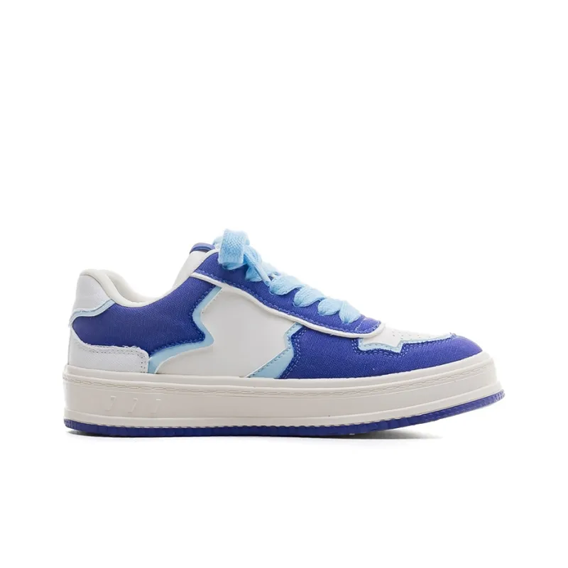 Warrior Warrior Wear Resistant Slip Resistant Low Top Skateboard Shoes Women's Royal Blue Beige Light Blue-1