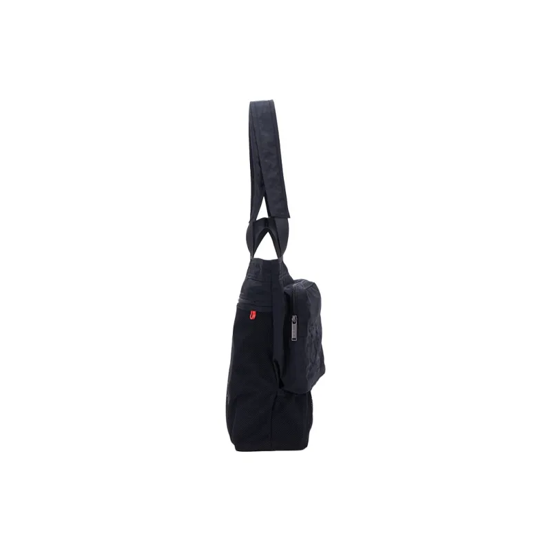 SONG OF JOY Water Repellent Techwear Nylon Unisex One Shoulder Tote Large Size Unisex Step Green/Humorous Black-3