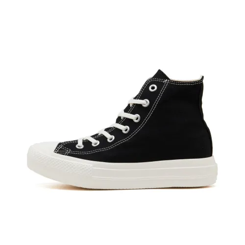 Converse All Star Light Plts Heart Patch Durable Breathable High-Top Canvas Shoes Women's Black Japan Version