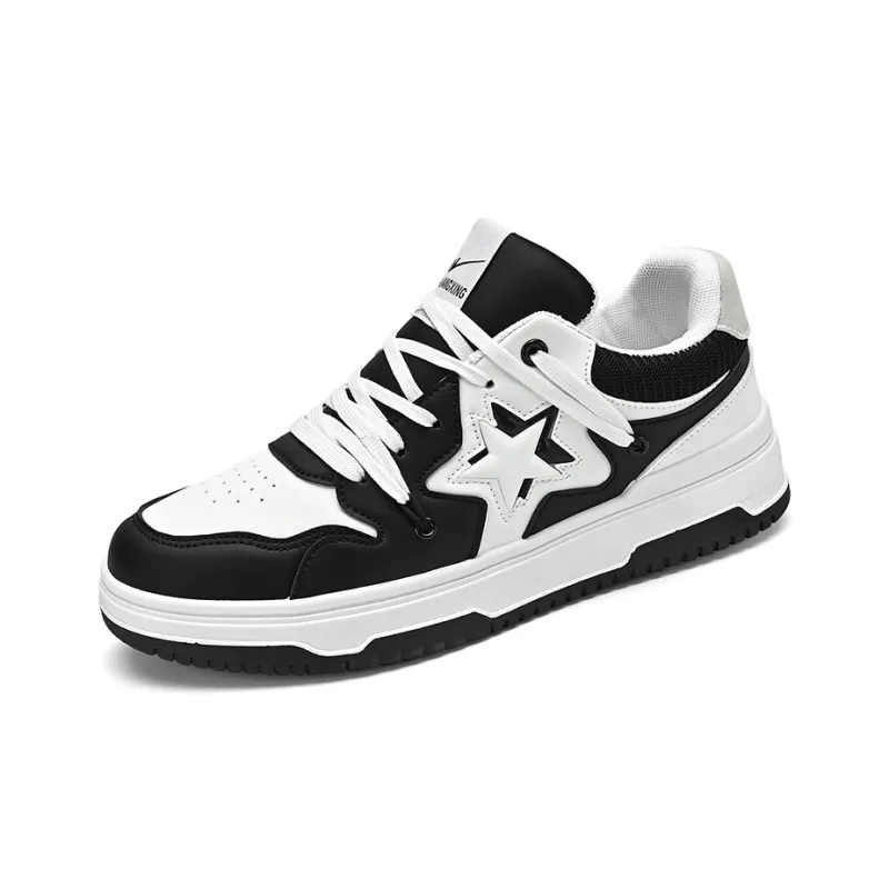 Binary Lightweight Breathable And Supportive Low Top Skateboard Shoes Men's Black White-2