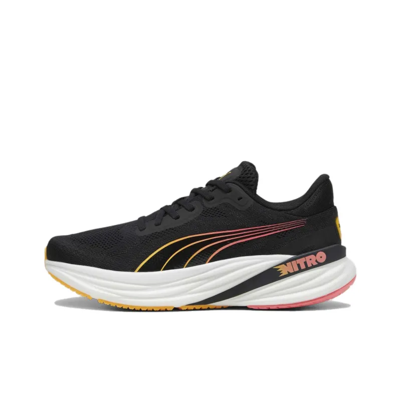 PUMA Magnify Nitro 2 Slip Resistant Low Top Running Shoes Men's Black Red-0