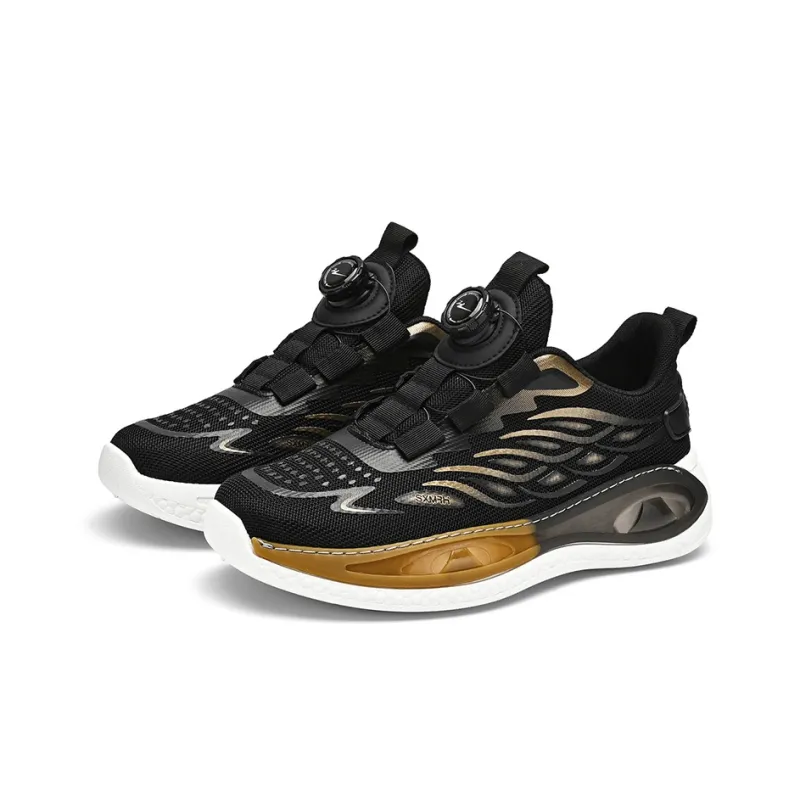 Binary Height Increasing Rebound Low Top Running Shoes Men's Black Gold-2