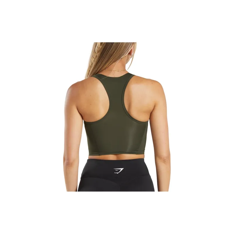 GYMSHARK CROP MESH TANK Sport Vests Women's Dark Olive Green-2