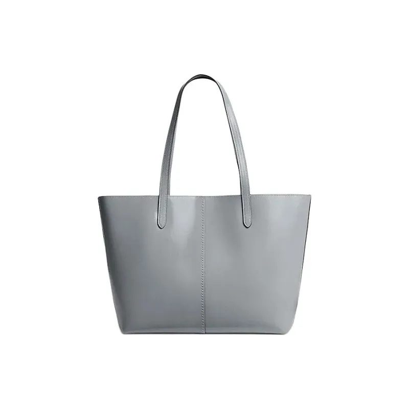 COACH Cow Leather One Shoulder Handbags Large Size Women's Gray Blue-2