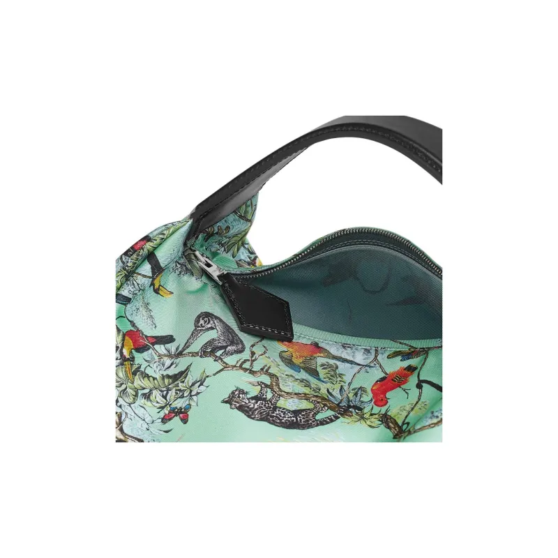 HERMES Balusoie Silk Patchwork Hunter Cow Leather Lunch Box Bag Handbag Women's Mint Green With Black Accents-3
