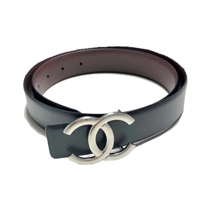 CHANEL Cow Leather Belts Women's Black Width  3CM-0