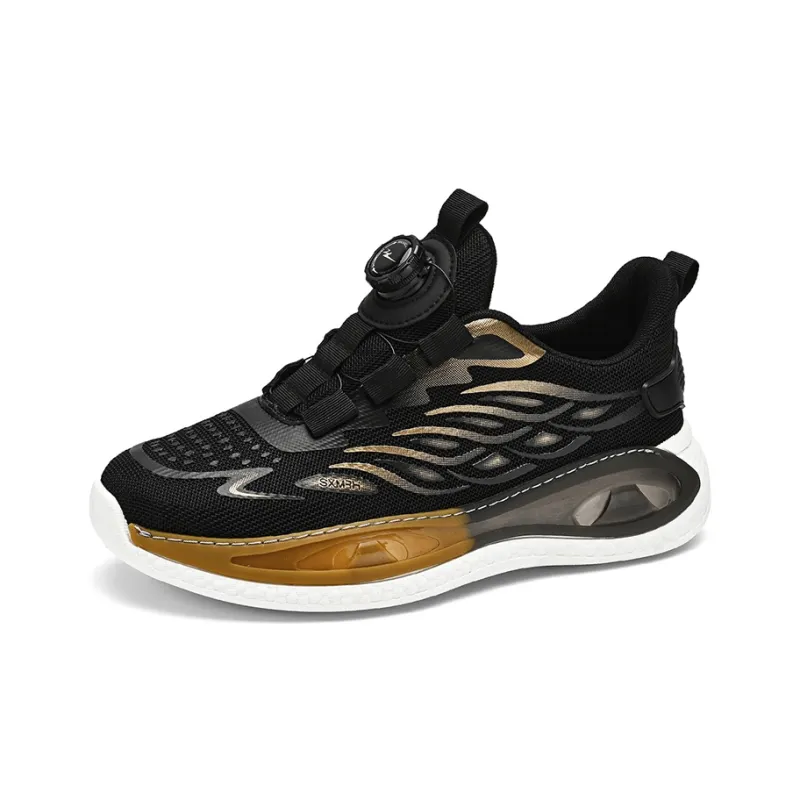 Binary Height Increasing Rebound Low Top Running Shoes Men's Black Gold-1