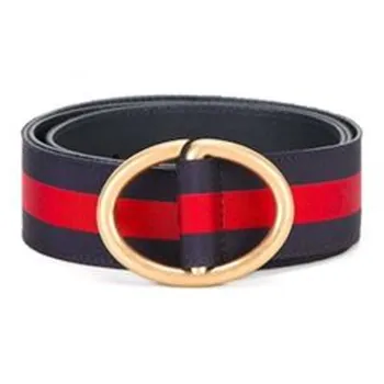 GUCCI Print Stripes Leather Belts Men's Blue