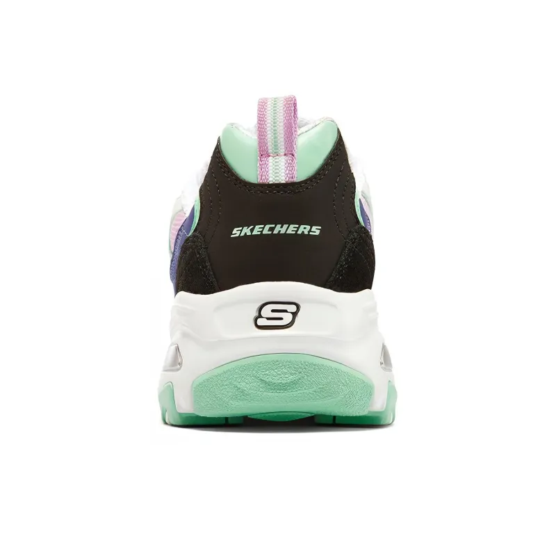 Skechers D'LITES 1.0 Cushioning Anti-Slip Wear-Resistant Breathability Low-Top Casual Shoes Women's White Black Purple-3