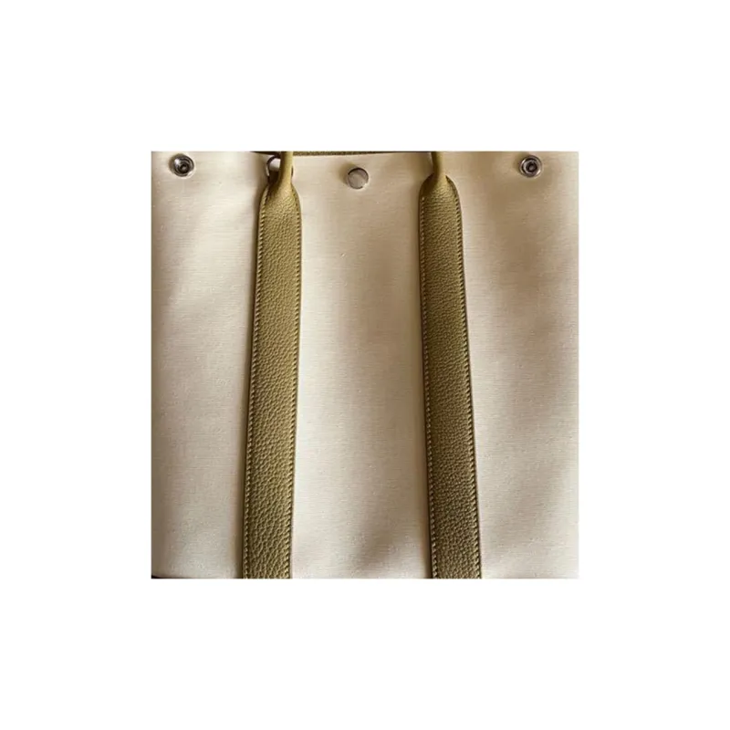 HERMES Garden Calfskin With Canvas Canvas Bag Shoulder Bag Crossbody Bag Handbag Women's Cardamom Green/Vanilla-3