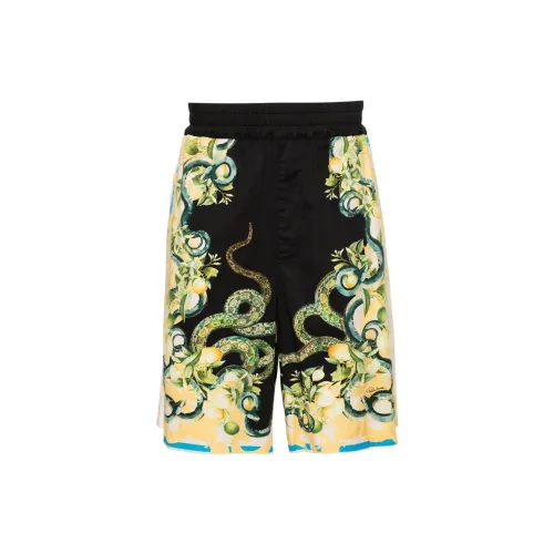 Roberto Cavalli Lemon And Snake-print Bermuda Shorts