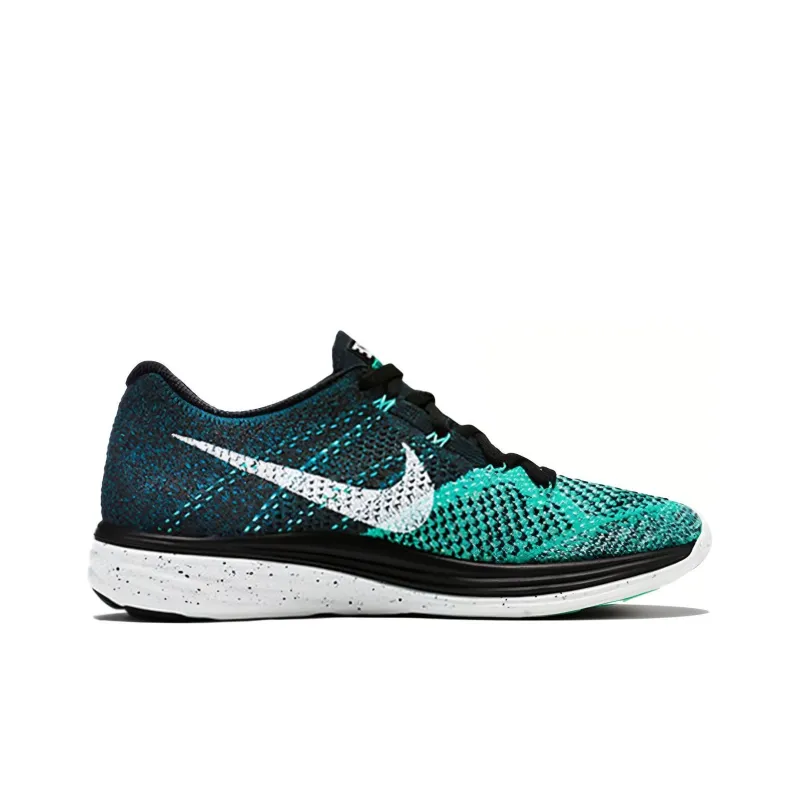 Nike Flyknit Lunar 3 Cushioning Anti Slip And Wear Resistant Low Top Running Shoes Women's Black Green-1