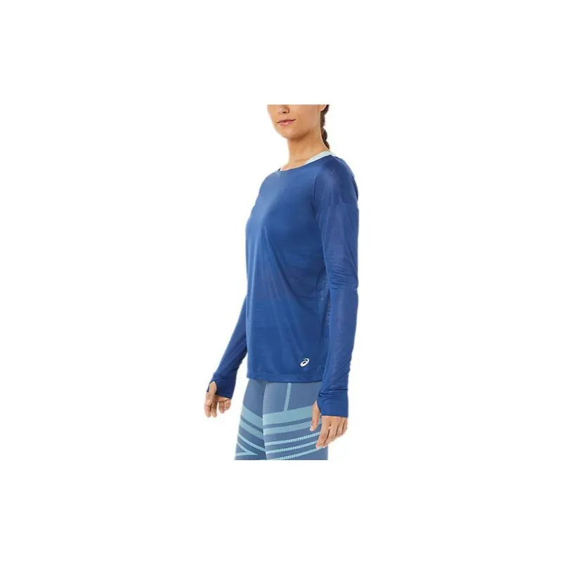 Asics Open Back Long Sleeve Top T-Shirt Women's Blue-2