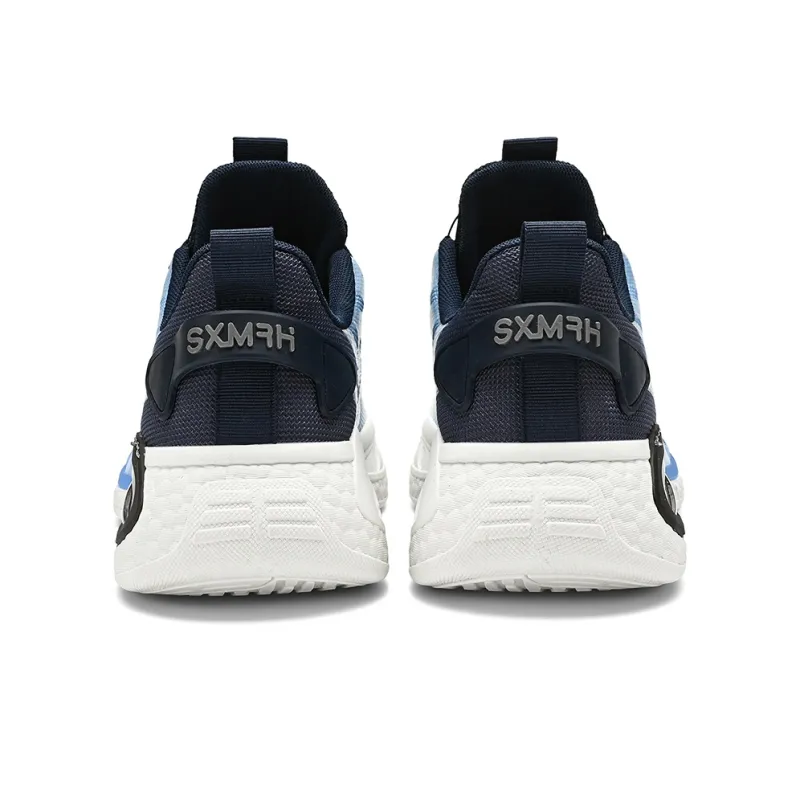 Binary Height Increasing Rebound Low Top Running Shoes Men's White Blue-4