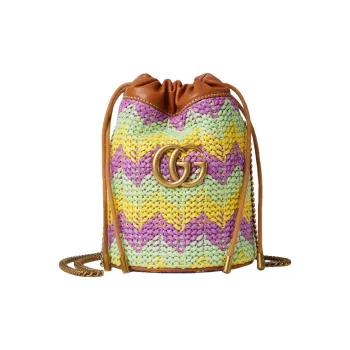 GUCCI GG Marmont Raffia Blend Viscose Crossbody Bag Shoulder Bag Extra Mini Women's Multicolor