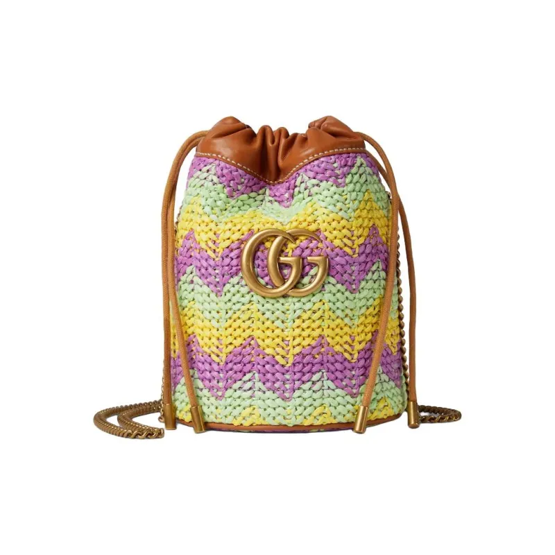 GUCCI GG Marmont Raffia Blend Viscose Crossbody Bag Shoulder Bag Extra Mini Women's Multicolor-0