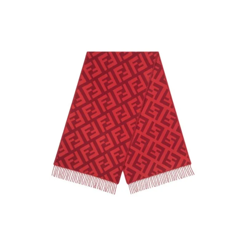 FENDI Cashmere Knit Scarves Women's Red-0