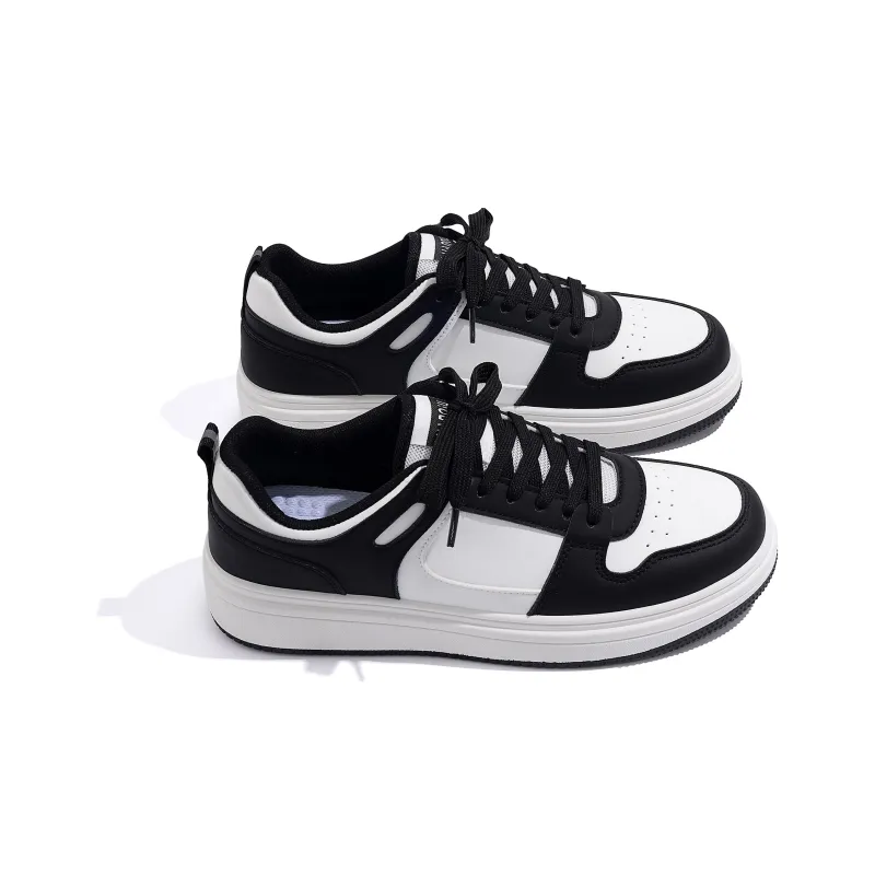 HUANQIU Height Increasing Low Top Skateboard Shoes Men's White Black-3