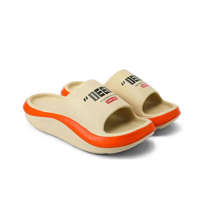 DEERWAY Slide Slippers Men Khaki Orange/Black/White-6