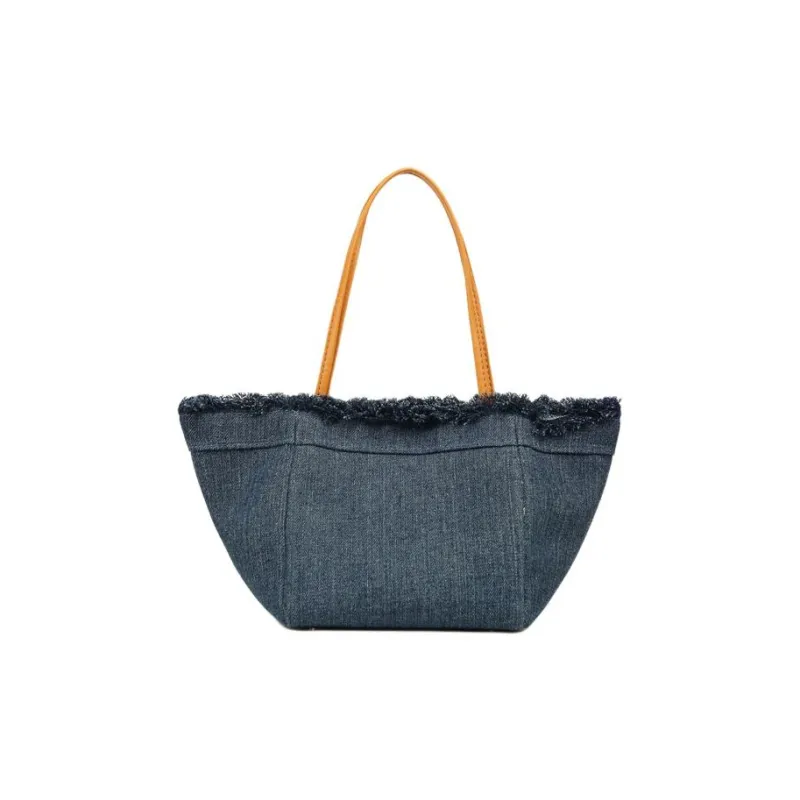 DEERE JACK Denim Bucket Bag Handbag Trumpets Women's Dark Blue-1