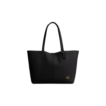 COACH Grain Leather Tote Bag, Shopping Bag, Shoulder Bag, Handbag Large Size Women's Brass & Black