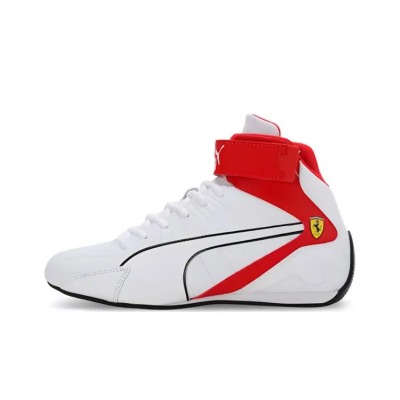 PUMA Scuderia Ferrari Slip Resistant Abrasion Resistant Shock Absorbers High Top Running Shoes Unisex Red White-0