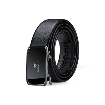 WilliamPOLO Top Grain Cow Leather Leather Belts Men's Gunmetal With Silver Edges 3.5cm Width