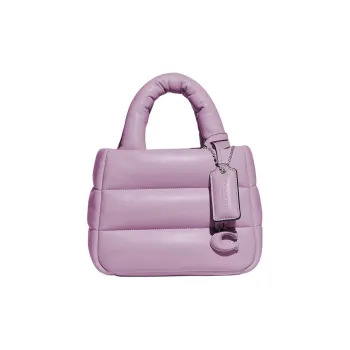 COACH Pillow Nappa Leather Tote Bag, Shopping Bag, Pillow Bag, Handbag Trumpets Women's Light Purple
