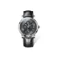 Silver Case Gunmetal Dial Black Leather Strap
