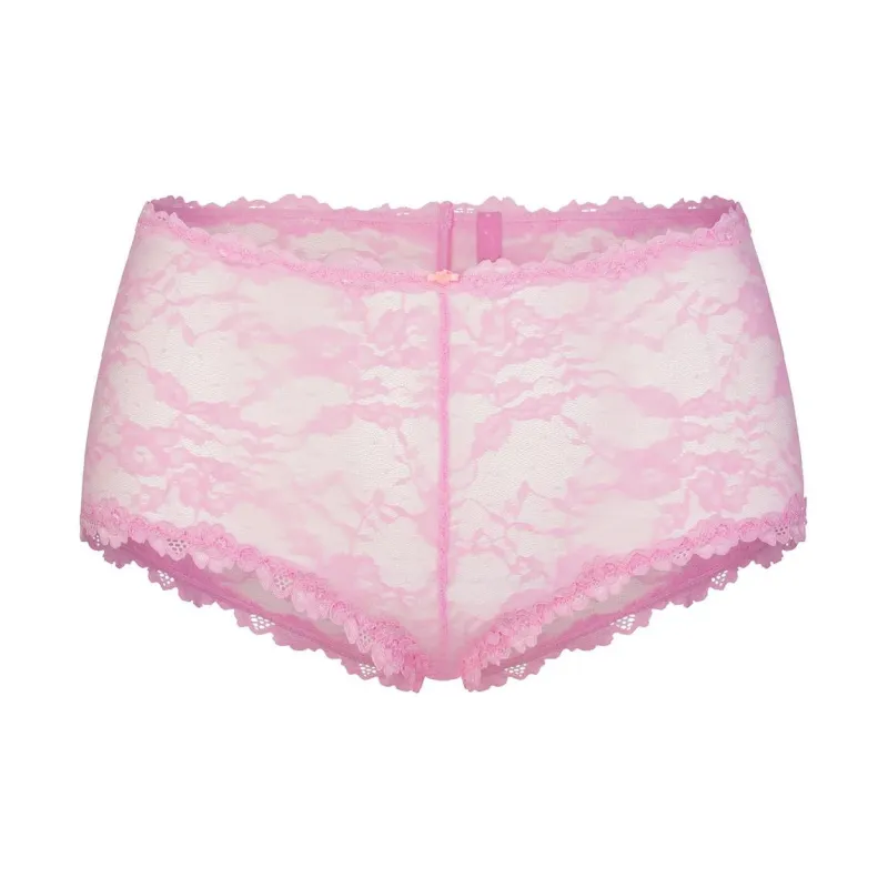 SKIMS STRETCH LACE BOY SHORT Boxer Shorts Women's 1 Pack Cotton Candy/Cotton Sugar-0