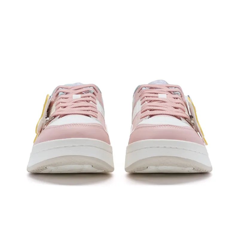 XTEP Skateboard Shoes Women's Low Top Fluorescent Cherry Blossom Pink/Sail White-5
