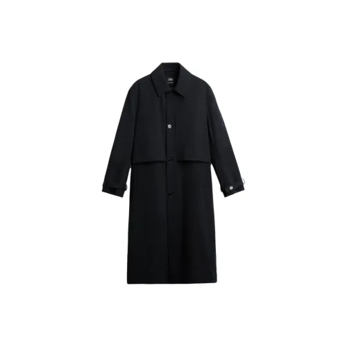 ZARA Trench Coats Men Blue