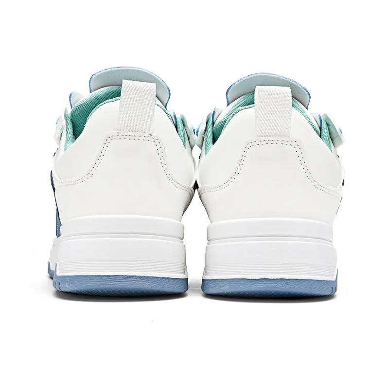 Binary Low Top Skateboard Shoes Men's White Blue-5
