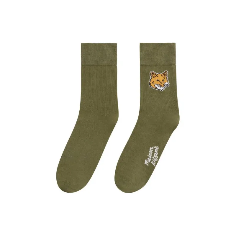 Maison Kitsune Fox Head Intarsia Knit Socks-0