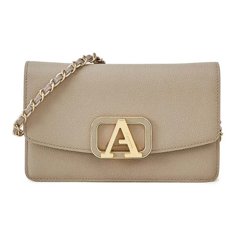 AQUASCUTUM Embossed Cow Leather Crossbody Bag Shoulder Bag Backpack Women's Brown & Black-12