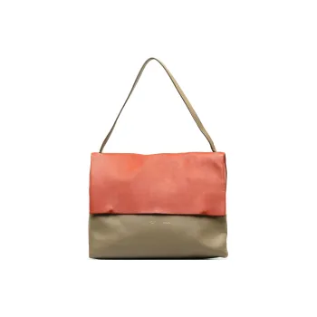 CELINE Cow Leather Shoulder Bag Unisex Orange Khaki