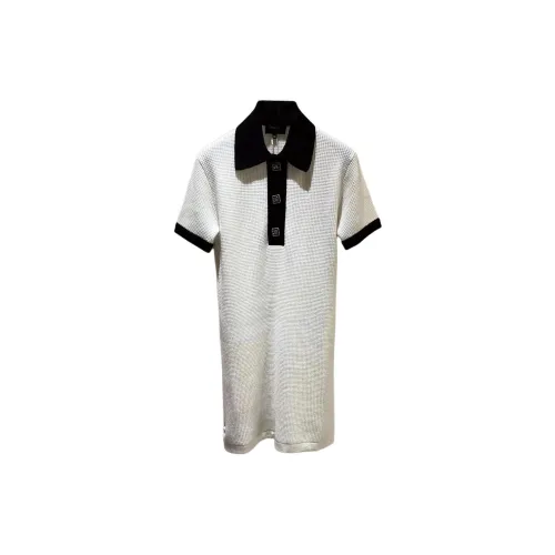 CHANEL Short-Sleeved Dresses Women's White