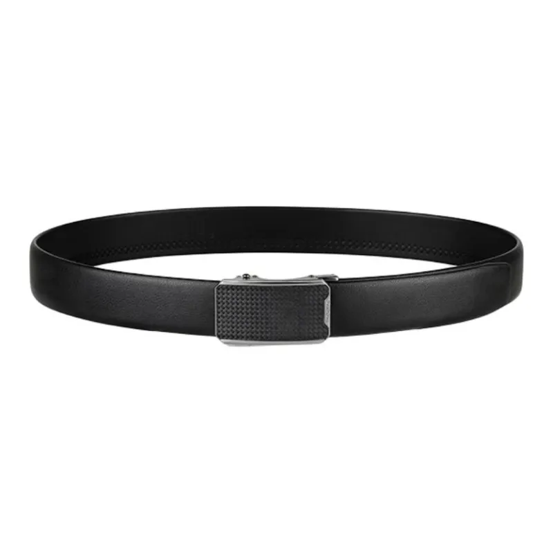 Thereble Business Elegant Alloy Buckle Top Grain Cow Leather Belts Men's Black-2