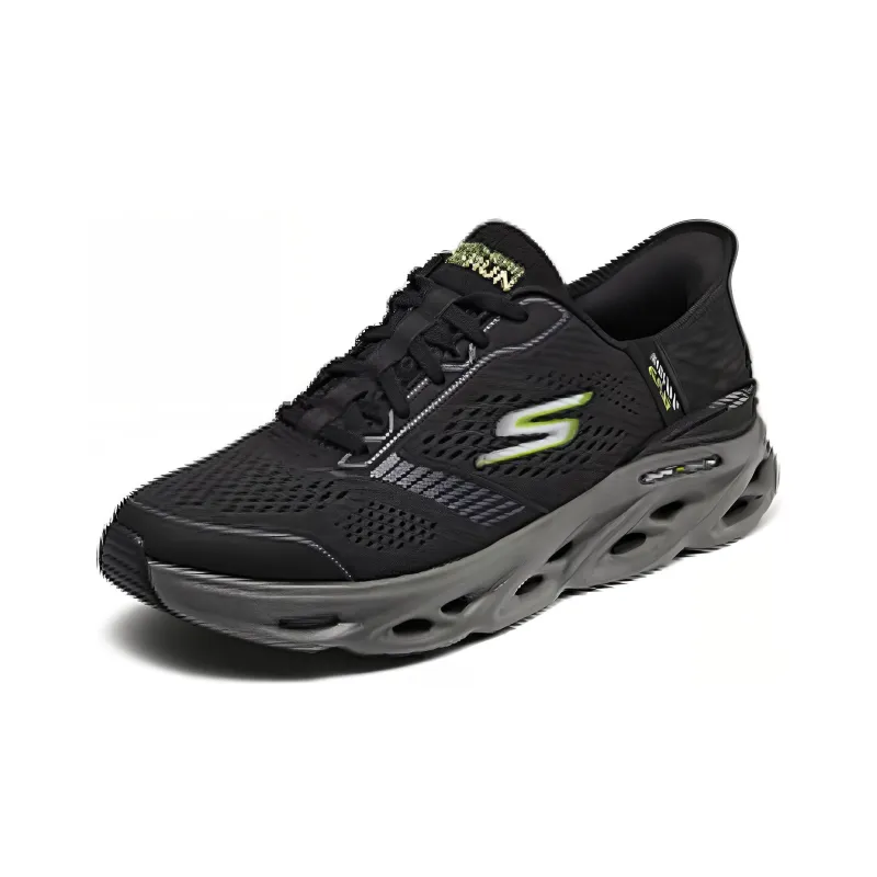 Skechers Cushioned Slip Resistant Low Top Casual Running Shoes Men's Black Gray Color-2