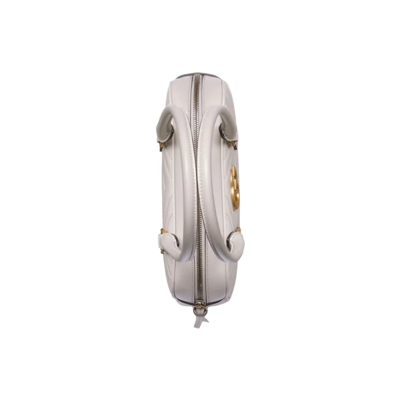 GUCCI GG Marmont Leather One Shoulder Handbags Small Size Women's Light Gray-4