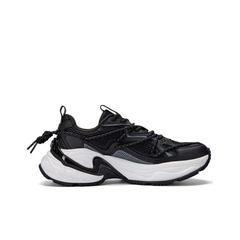 Kappa Anti-Slip Wear-Resistant Low-Top Chunky Sneakers Unisex Black-1