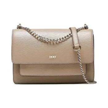 DKNY Grained Leather Shoulder Bag Crossbody Bag Women's Gray Brown
