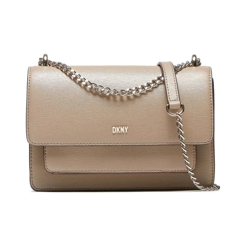 DKNY Grained Leather Shoulder Bag Crossbody Bag Women's Gray Brown-0