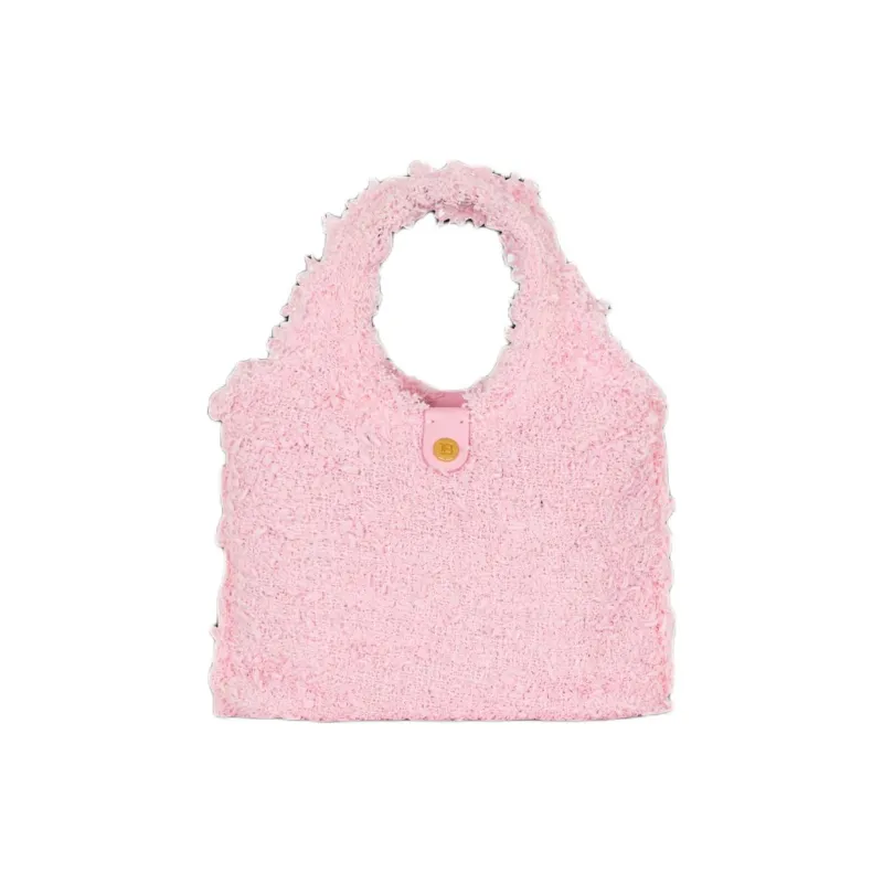 BALMAIN B ARMY Twill Soft Woolen Shoulder Bag, Crossbody Bag, Handbag Mini Women's Pink-2