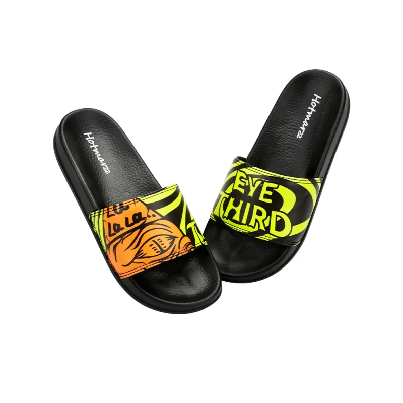 HOTMARZZ Slide Slippers Unisex Black/Neon Green-4