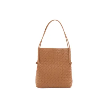 DEERE JACK Cow Split Leather One Shoulder Handbag Tubas Women's Gold Brown