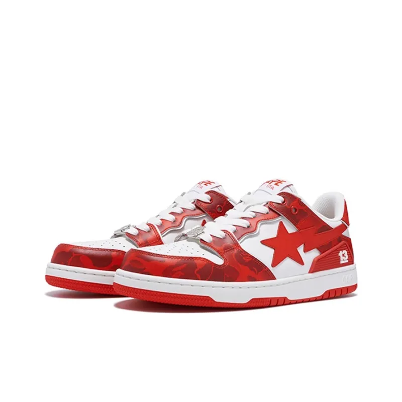 A BATHING APE SK8 STA Low Top Skateboard Shoes Women's Red Anniversary-1