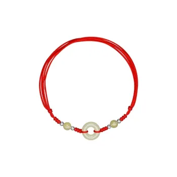 CHIC-ZONE 999 Silver Hetian Jade Anklet Foot Chain Ankle Leash Women's Pale Greenish-White Jade